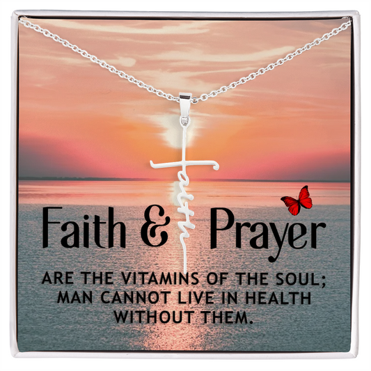 Faith and Prayer - Birthday, Anniversary, Christmas, Faith Cross Necklace Gift for Women, Females