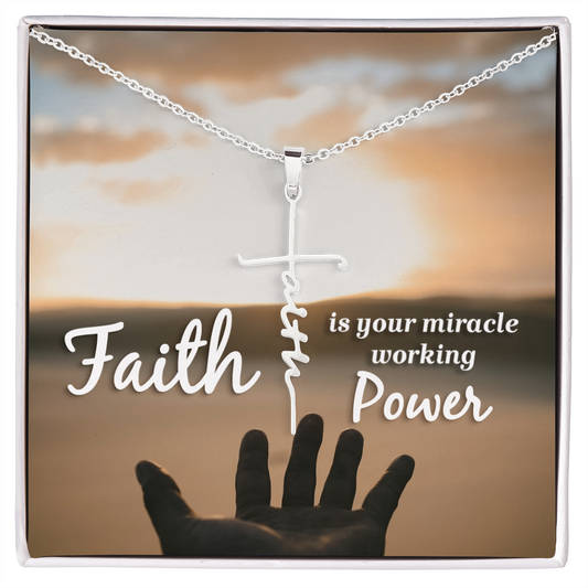 Faith - Miracle Working Power - Birthday, Christmas, Faith Cross Necklace for Women, Female Gift