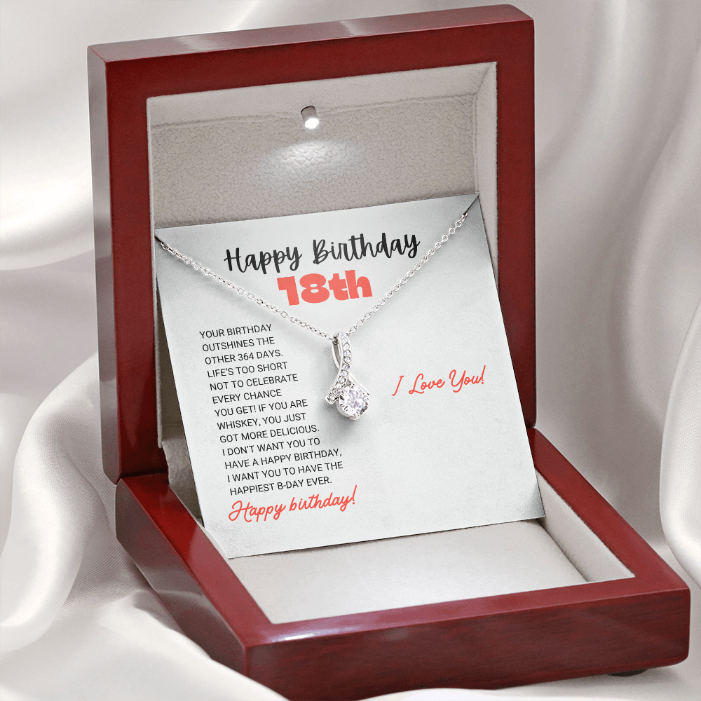 18th Birthday - Happiest Birthday Ever - Alluring Beauty Necklace Gift, for Women, Females
