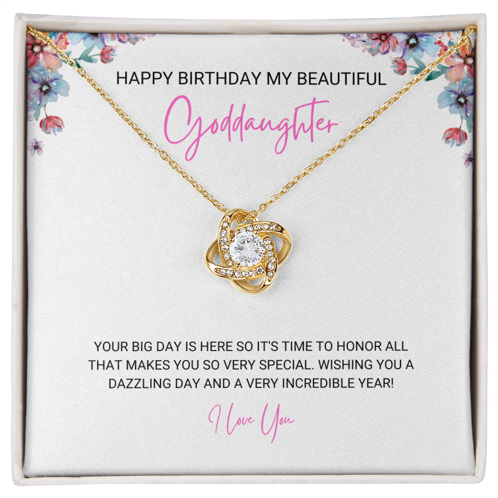 Goddaughter - Happy Birthday - Love Knot Necklace, for Women, Female Gift