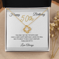 50th Birthday - Fabulous Fifty - Love Knot Necklace, for Women, Female Gift