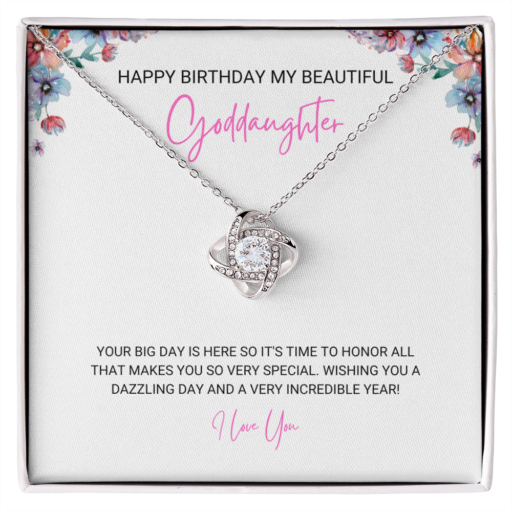 Goddaughter - Happy Birthday - Love Knot Necklace, for Women, Female Gift