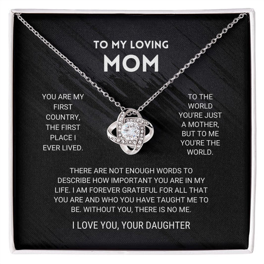 Mom - You're My World - Love Knot Necklace