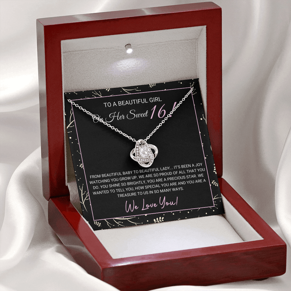 Sweet 16th Birthday - You Are A Treasure - Love Knot Necklace, for Teen Girls, Female Gift
