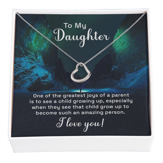 Daughter - Greatest Joys - Birthday, Graduation, Delicate Heart Necklace for Women, Female Gift
