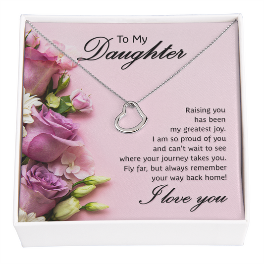 Daughter - My Greatest Joy - Birthday, Graduation, Delicate Heart Necklace Gift for Women, Females