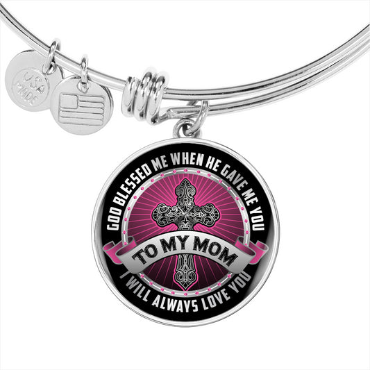 To My Mom - Adjustable Customizable Graphic Circle Bangle
