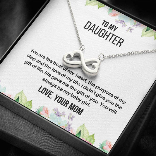 To My Daughter - The Beat of My Heart - Infinity Heart Necklace