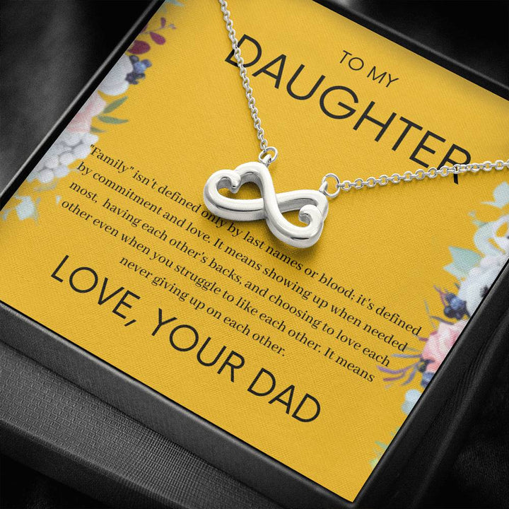 To My Daughter - Defined By Commitment And Love - Infinity Heart Necklace