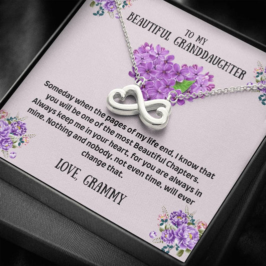 To My Granddaughter - The Most Beautiful Chapters - Infinity Heart Necklace, Granddaughter Gift, Granddaughter Necklace, For Granddaughter Grammy