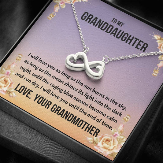 To My Granddaughter - Sun Burns In The Sky - Infinity Heart Necklace
