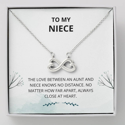 Niece - Always Close At Heart Infinity Heart Necklace - Niece Card, Niece Birthday Card, Necklace, Niece Gift, Gift for Niece, Card For Niece, Birthday