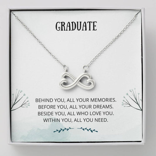 Graduate - Beginnings - Infinity Heart Necklace - Graduation Gift, Card, Gift For Her, 2021, Congratulations Grad, Senior, Jewelry, Necklace, Present, Daughter Graduation
