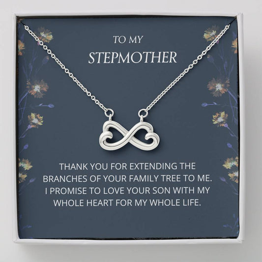 To My Stepmother - Infinity Heart Necklace, Step Mom, Mothers Day, Mother In Law, Bonus Mom Jewelry, Step Parent Gift,  Personalized Jewelry For Mom, From Step Daughter
