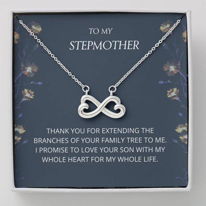 To My Stepmother - Infinity Heart Necklace, Step Mom, Mothers Day, Mother In Law, Bonus Mom Jewelry, Step Parent Gift,  Personalized Jewelry For Mom, From Step Daughter