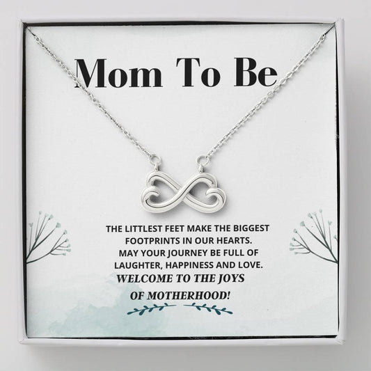 Mom To Be - Littlest Feet - Infinity Heart Necklace - New Mommy Gift, New Mom Jewelry, New Mom Necklace, New Mother Gift, Baby Shower Gift, Pregnancy Gift