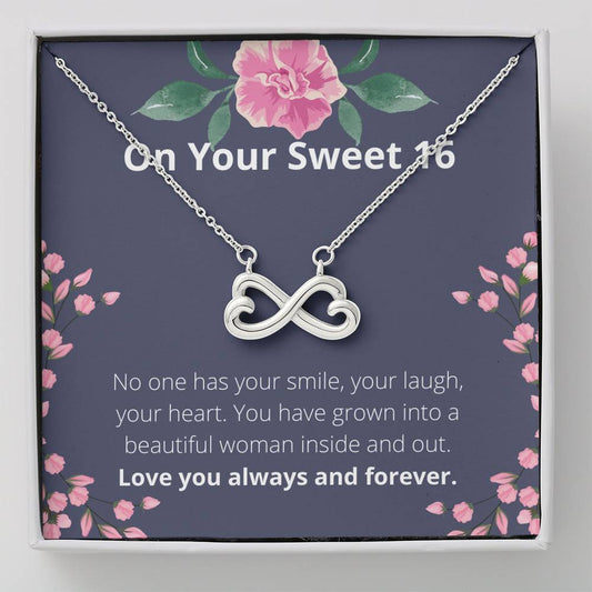 Sweet 16-Beautiful Woman-Infinity Heart Necklace-sweet 16 gift, sweet sixteen, sweet sixteen birthday, sweet 16, sweet 16 necklace, sweet 16th, sweet 16 keychainNo one has your smile, your laugh, your heart. You have grown into a beautiful woman inside an