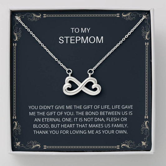 To My Stepmother - Infinity Heart Necklace, Step Mom, Mothers Day, Mother In Law, Bonus Mom Jewelry, Step Parent Gift,  Personalized Jewelry For Mom, From Step Daughter