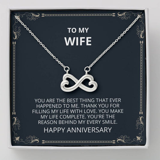 Wife -The Best Thing Infinity Heart Necklace - Anniversary Card, Anniversary, Wedding, Anniversary Gift For Wife, I Love You, Wife, Anniversary Gift