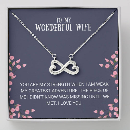 Wife - My Strength Infinity Heart Necklace - Anniversary Card, Anniversary, Wedding, Anniversary Gift for Wife, I Love You, Wife, Anniversary Gift