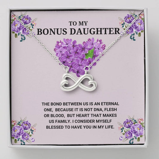 To My Bonus Daughter - Infinity Heart Necklace, Step Daughter, Adopted Daughter, Daughter In Law Gift, Future Daughter, From Step Dad, From Step Mom