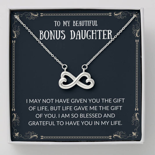 To My Bonus Daughter - Infinity Necklace, Step daughter, Adopted daughter, daughter in law gift, future daughter, from step dad, from step mom, from step dad