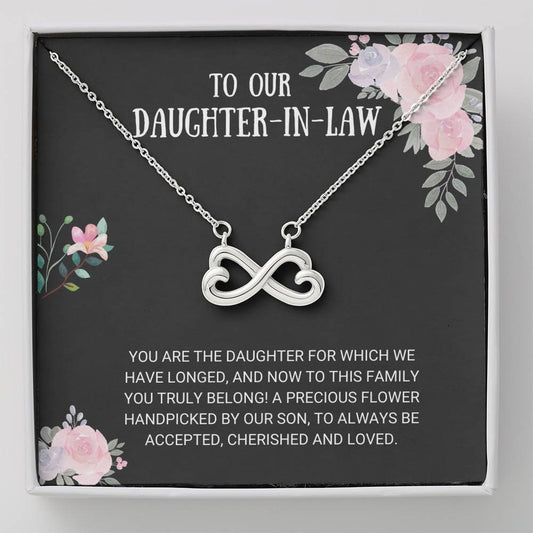 To My Daughter-In-Law - Infinity Heart Necklace, Step Daughter, Adopted Daughter, Daughter In Law Gift, Future Daughter, From Step Dad, From Step Mom