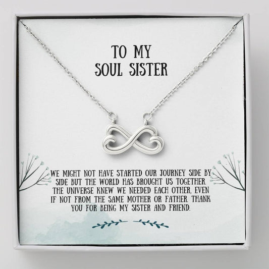 Soul Sister Infinity Heart Necklace - Unbiological Sister, Soul Sister, Best Friend Gift, Bonus Sister, Bestie Friend Jewelry