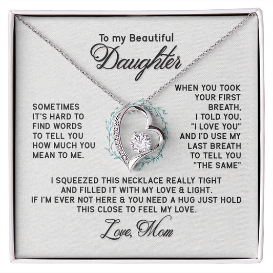 Daughter - Feel My Love - Birthday, Mother's Day, Forever Love Necklace, Gift from Mom, for Women, Females