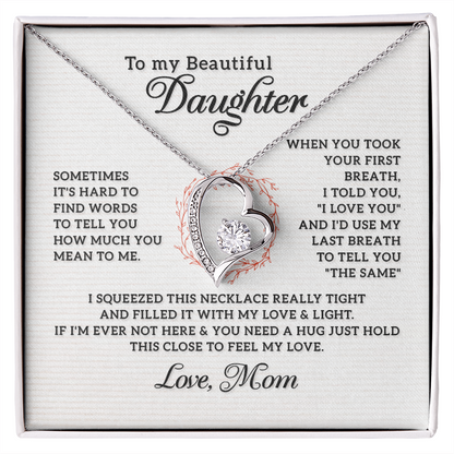 Daughter - Feel My Love - Birthday, Mother's Day, Gift from Mom, Forever Love Necklace for Women, Females