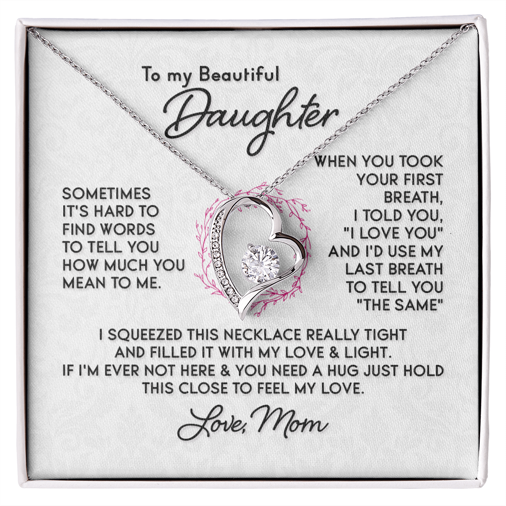 Daughter - Feel My Love - Mother's Day, Birthday, Gift from Mom, Forever Love Necklace for Women, Females