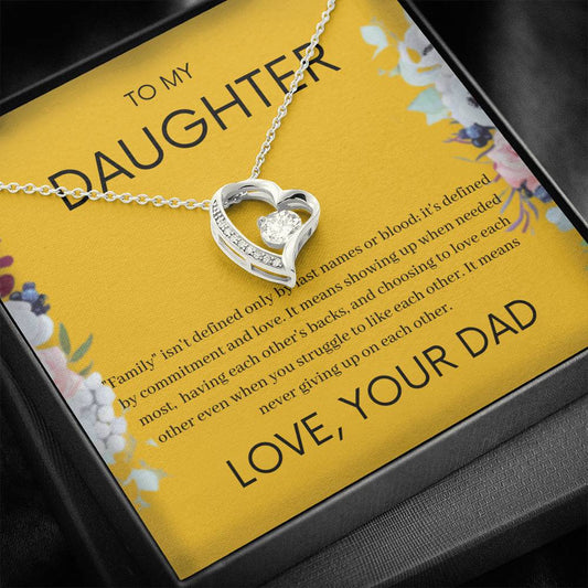 To My Daughter - Defined By Commitment And Love -Forever Love Necklace