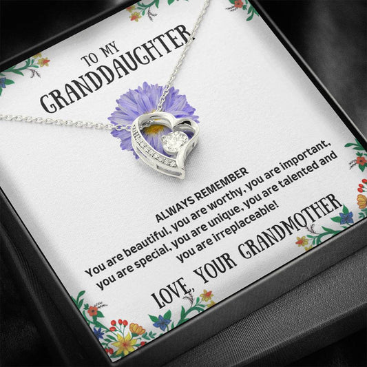 To My Granddaughter - Always Remember - Forever Love Necklace