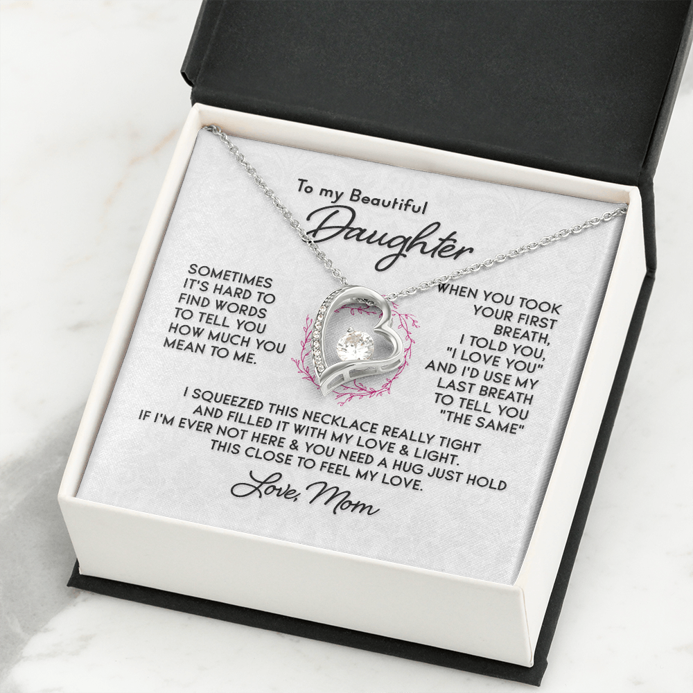 Daughter - Feel My Love - Mother's Day, Birthday, Gift from Mom, Forever Love Necklace for Women, Females