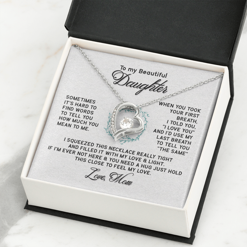 Daughter - Feel My Love - Birthday, Mother's Day, Forever Love Necklace, Gift from Mom, for Women, Females