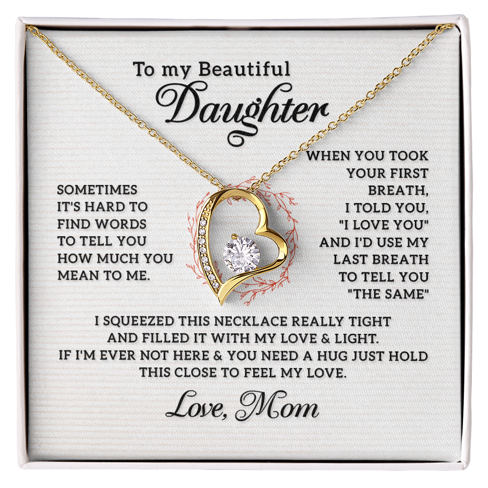Daughter - Feel My Love - Birthday, Mother's Day, Gift from Mom, Forever Love Necklace for Women, Females