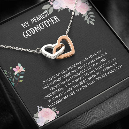 Godmother Gift - Interlocking Hearts Necklace For Godmother, Jewelry Thank You Gifts, Best Godmother Present, Wedding Thank You Card For Godmother, Proposal, Fairy