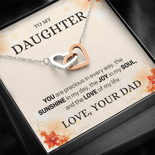 To My Daughter - You Are Precious - Interlocking Hearts Necklace