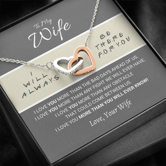 To My Wife - Friends Theme Interlocking Hearts Necklace