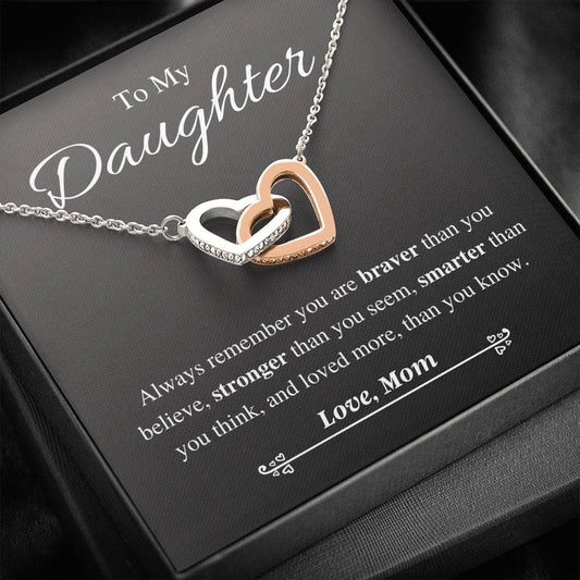 To My Daughter - Always Remember Necklace - Interlocking Hearts Necklace