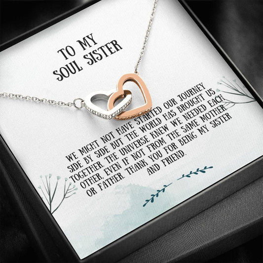 Soul Sister Interlocking Hearts Necklace - Unbiological Sister, Soul Sister, Best Friend Gift, Bonus Sister, Bestie Friend Jewelry