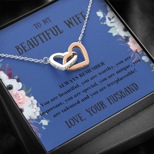 To My Wife - Always Remember - Interlocking Hearts Necklace