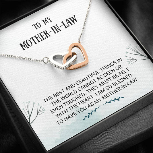 To My Mother-In-Law - Interlocking Hearts Necklace, Step Mom, Mothers Day, Mother In Law, Bonus Mom Jewelry, Step Parent Gift,  Personalized Jewelry For Mom, From Step Daughter