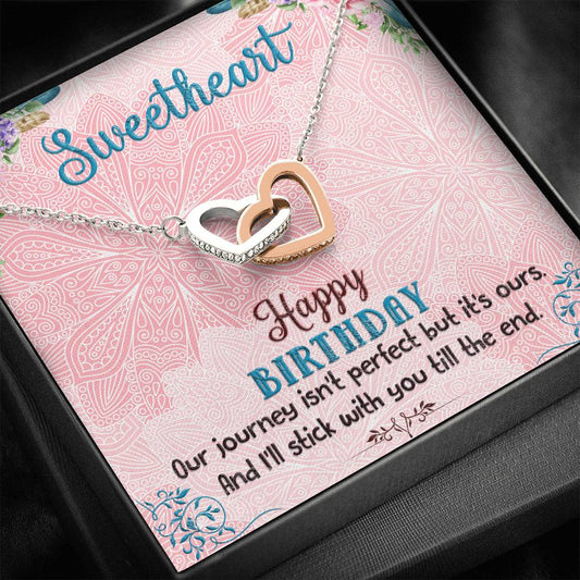 To My Sweetheart - Happy Birthday - Interlocking Hearts Necklace, Birthday Gift From Boyfriend, Gift For Girlfriend, Fiancé Necklace Gift