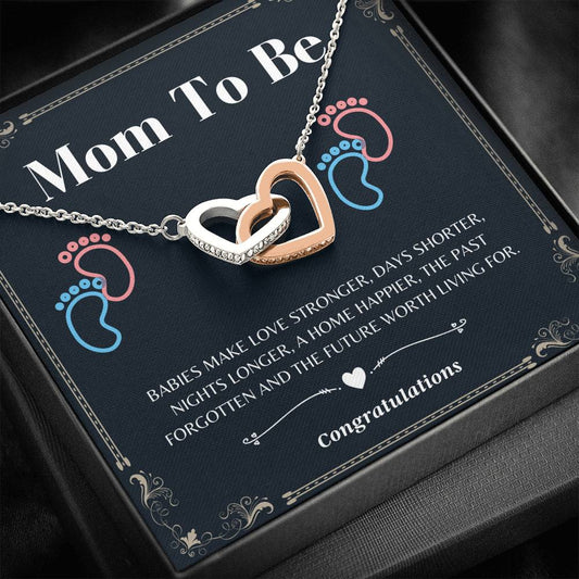 Mom to Be- Babies Make Love Stronger- Interlocking Hearts Necklace- Expecting Mom Gift, Gift For New Mom, first Mothers day, First Time Mom Gift, New Mom Gift- Wooden Box