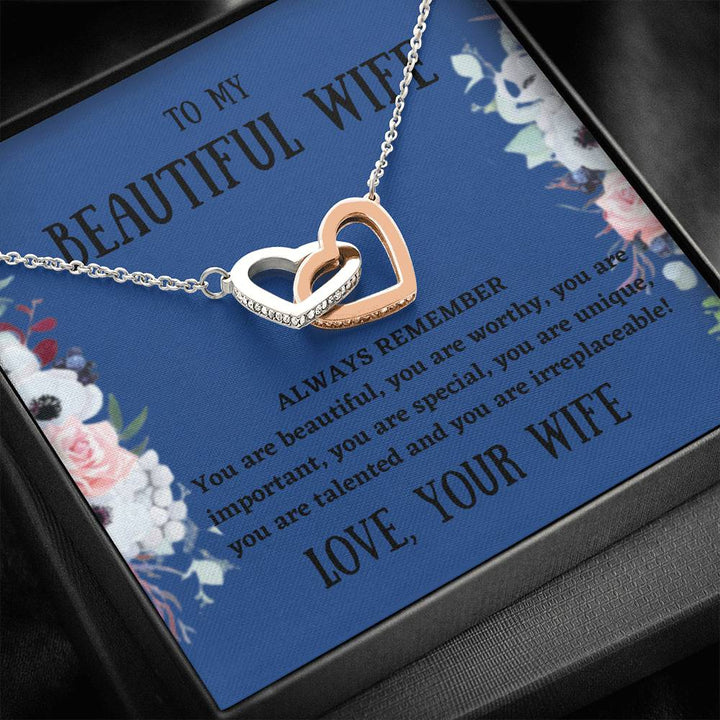 To My Wife - Always Remember - Interlocking Hearts Necklace