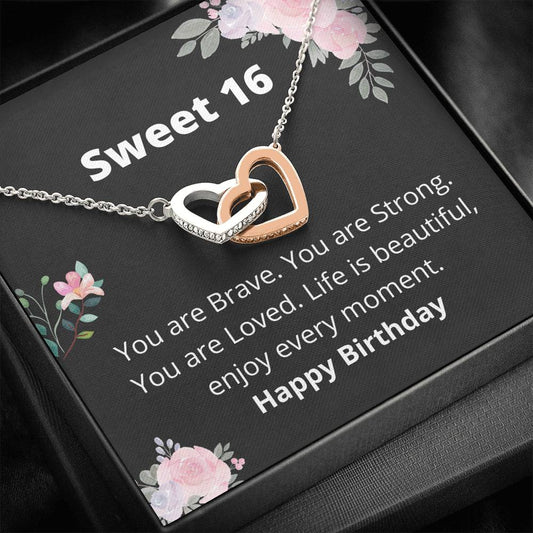 Sweet 16-Life is Beautiful- Interlocking Hearts Necklace - sweet 16 gift, sweet sixteen, sweet sixteen birthday, sweet 16, sweet 16 necklace, sweet 16th, sweet 16 keychain