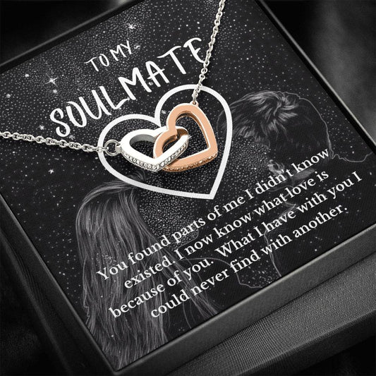 To My Soulmate - You Found Parts Of Me - Interlocking Hearts Necklace