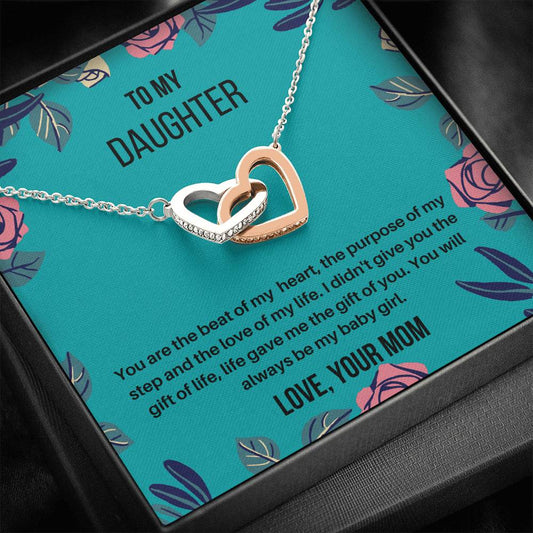 To My Daughter  - Love Of My Life - Interlocking Hearts Necklace