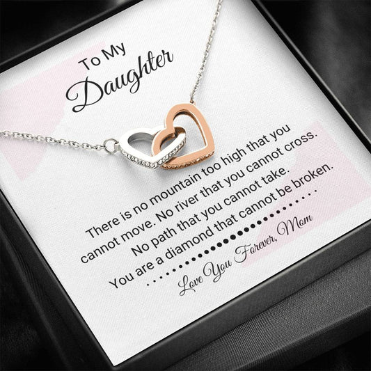 To My Daughter - You Are A Diamond - Interlocking Hearts Necklace